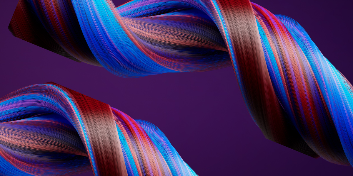 A close-up of colorful fibre strands